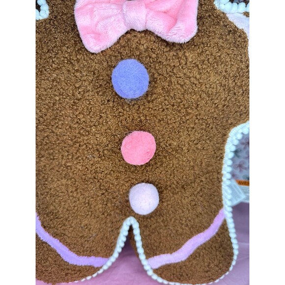 Peppermint Square Light Up Gingerbread Pillow - Picture 3 of 6